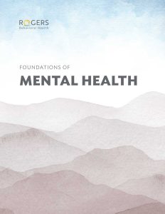 Cover with abstract watercolor hills and text "Foundations of Mental Health."