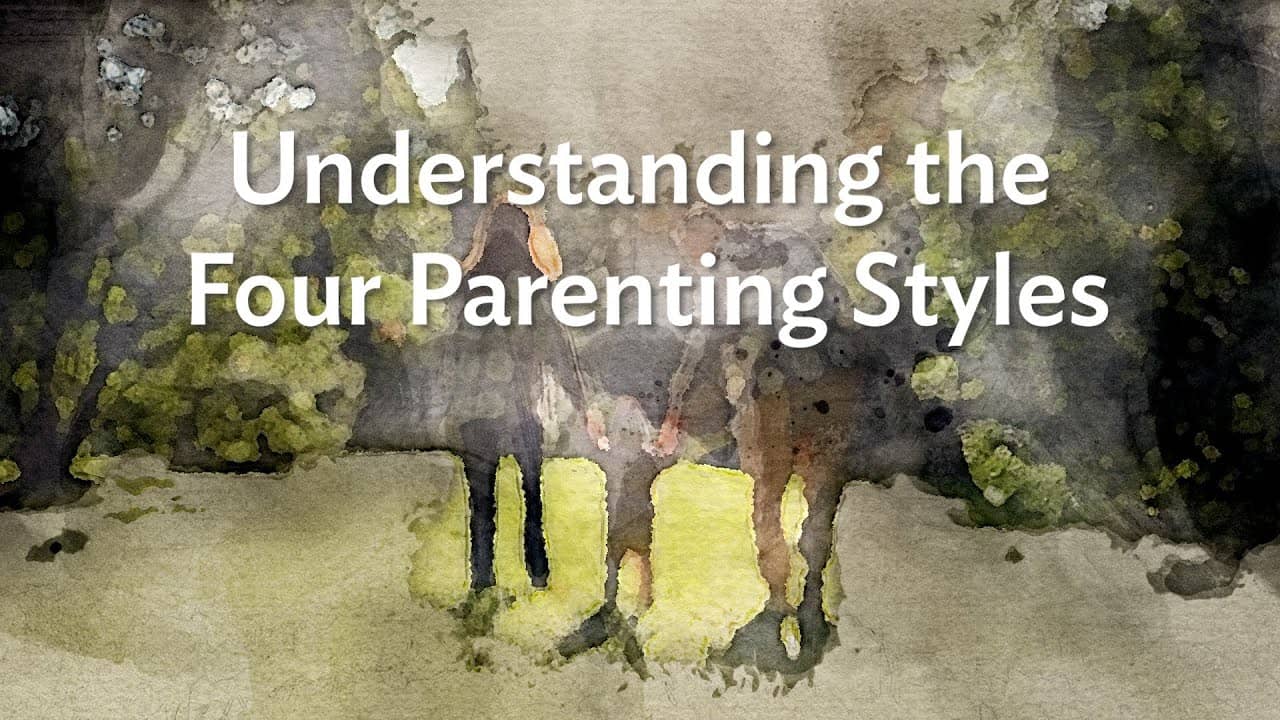 Watercolor illustration of a family with the text "Understanding the Four Parenting Styles."